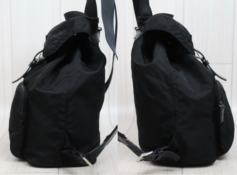 「JL精品代購」9新 Prada 黑銀 後背包-4