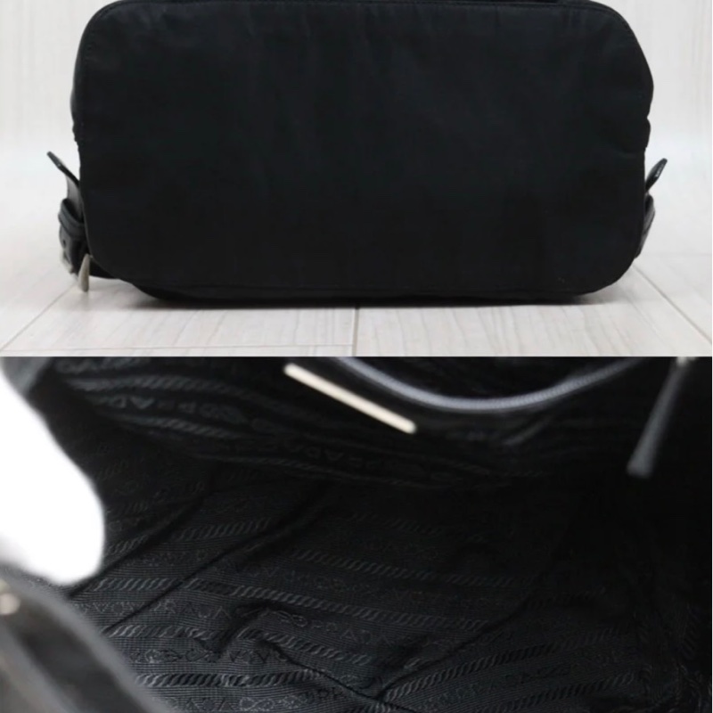 「JL精品代購」9新 Prada 黑銀 後背包-7