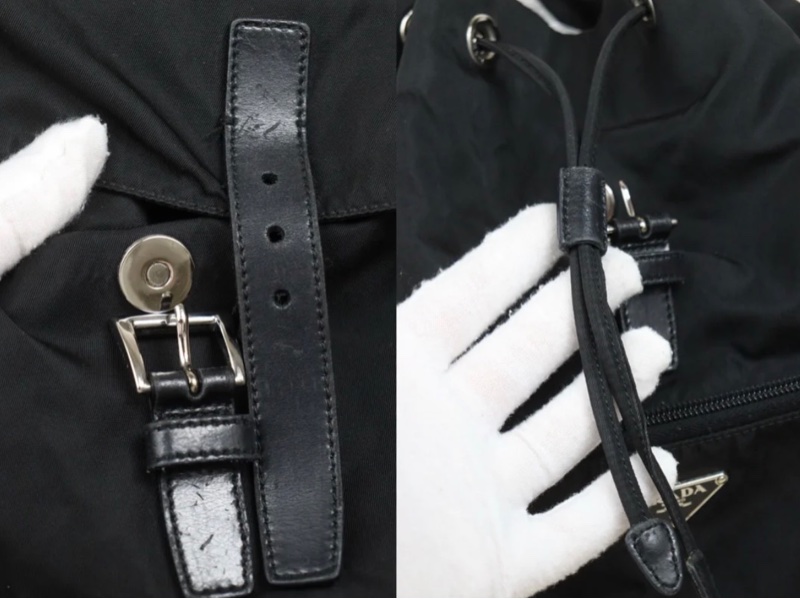 「JL精品代購」9新 Prada 黑銀 後背包-12