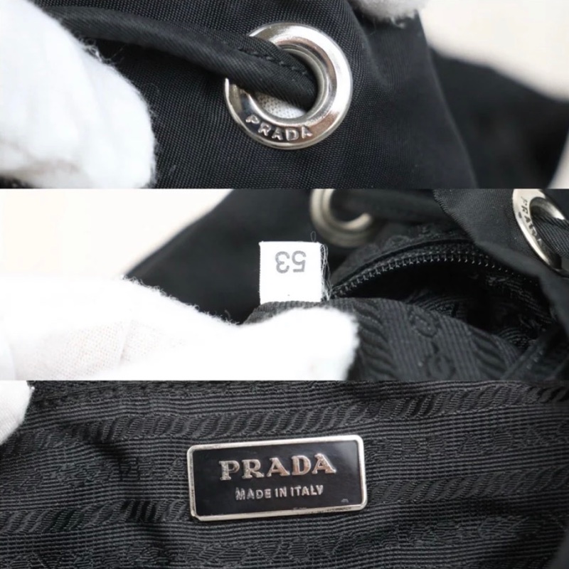 「JL精品代購」9新 Prada 黑銀 後背包-14
