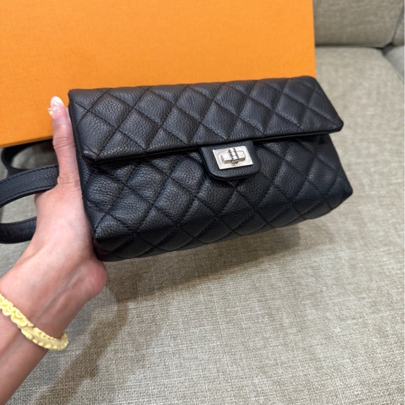 99新🌟 香奈兒 #黑銀 #2.55 #荔枝皮 #mini 腰包 斜背包-5