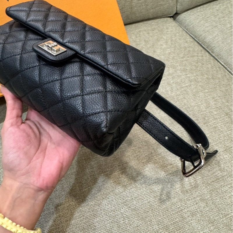 99新🌟 香奈兒 #黑銀 #2.55 #荔枝皮 #mini 腰包 斜背包-9