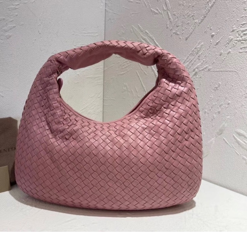 「JL精品代購」98新 BV 粉色編織和尚包-0