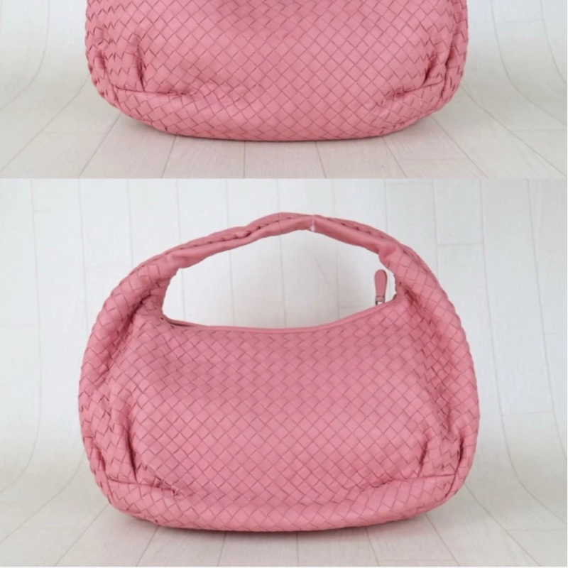 「JL精品代購」98新 BV 粉色編織和尚包-3
