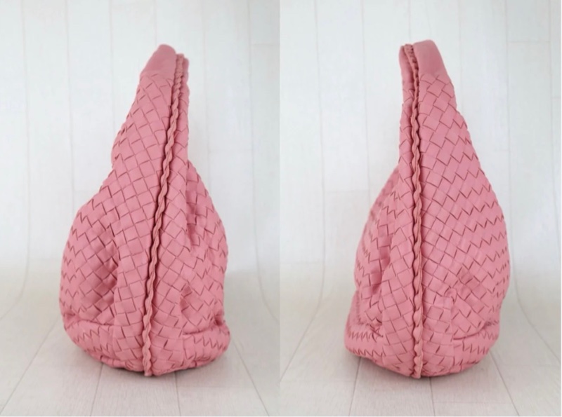 「JL精品代購」98新 BV 粉色編織和尚包-4