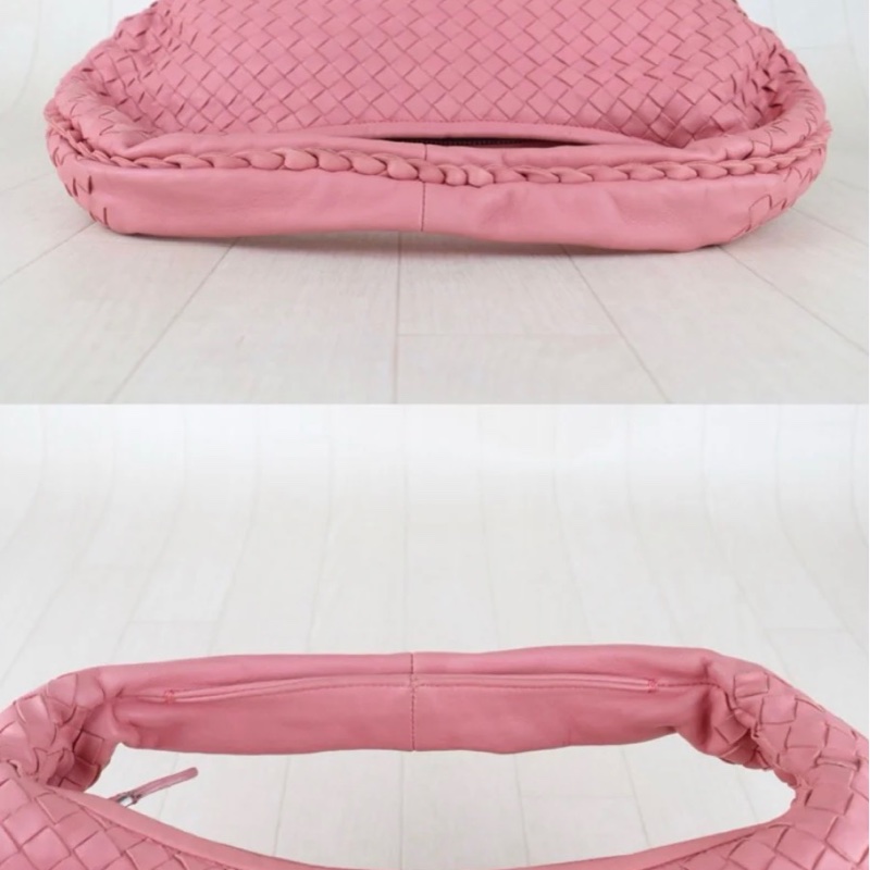 「JL精品代購」98新 BV 粉色編織和尚包-6