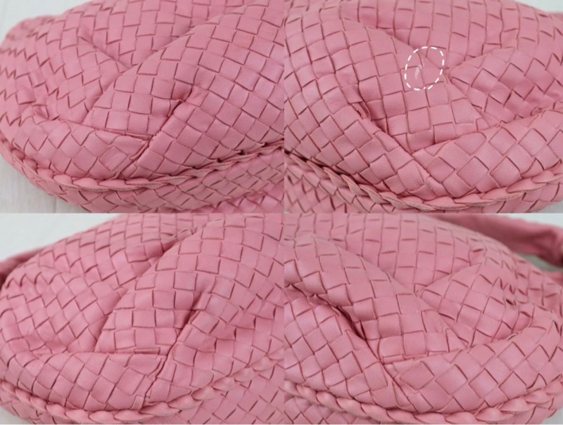 「JL精品代購」98新 BV 粉色編織和尚包-7