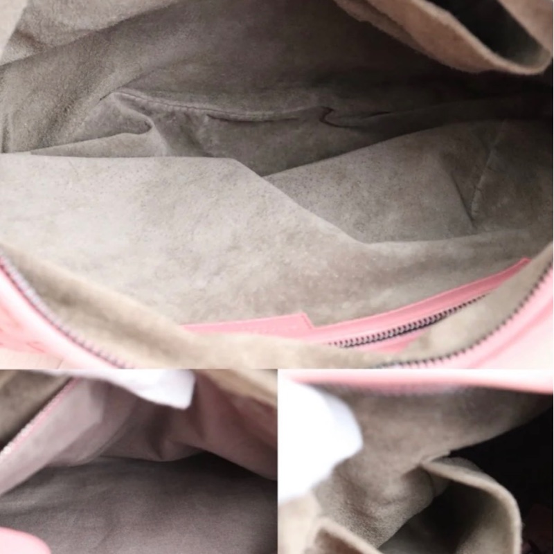 「JL精品代購」98新 BV 粉色編織和尚包-9