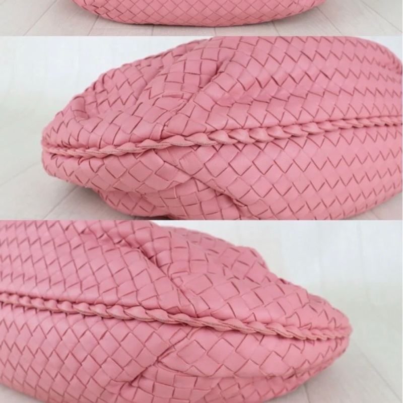 「JL精品代購」98新 BV 粉色編織和尚包-10