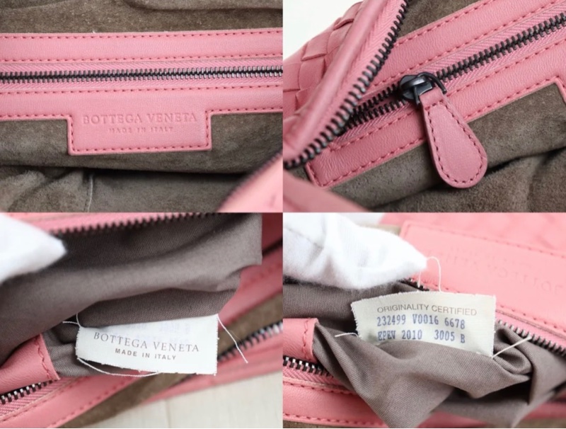 「JL精品代購」98新 BV 粉色編織和尚包-11