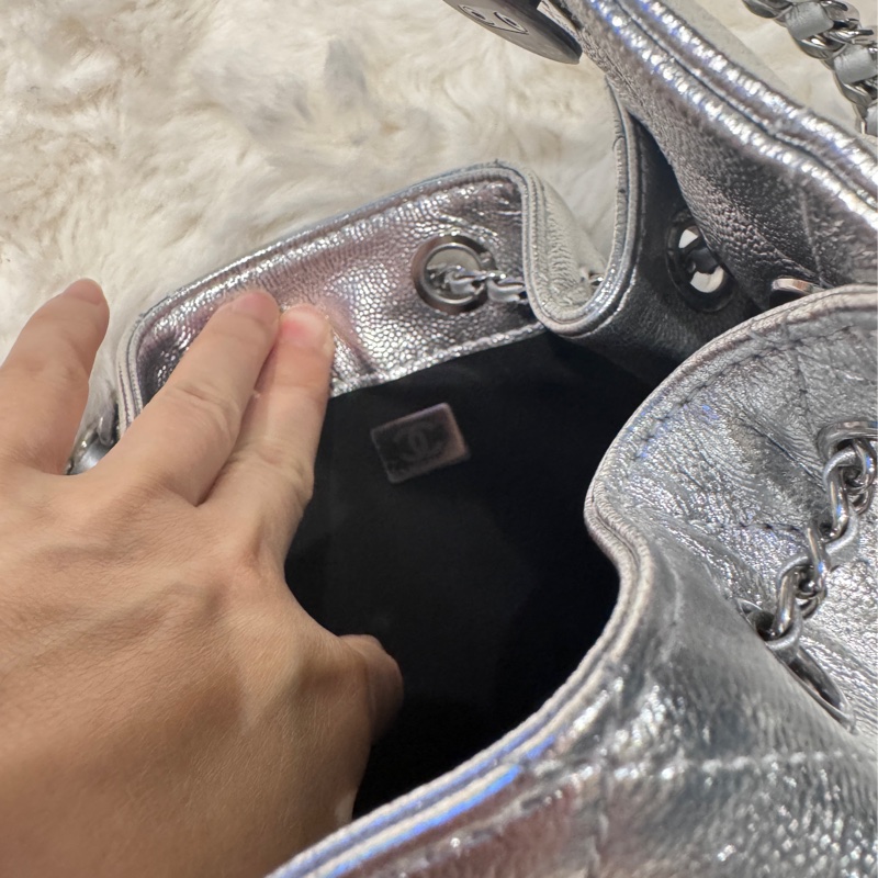 香奈兒 CHANEL 25 mini  全新台灣專櫃正品 季節限定 亮銀-13