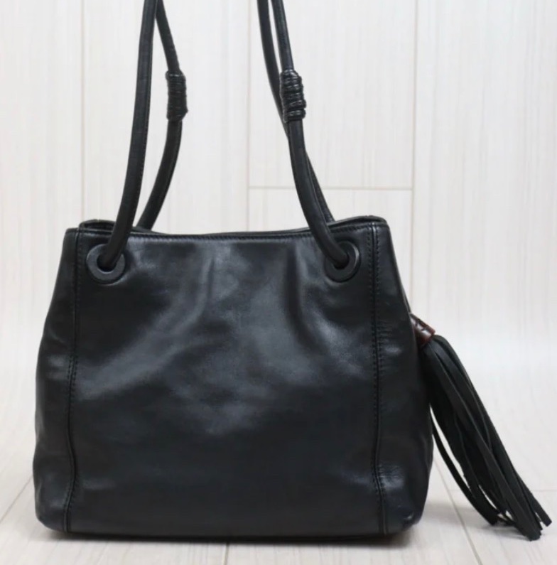 「JL精品代購」9新 Chanel  Vintage 香奈兒玳瑁流蘇雙肩帶肩背包-2