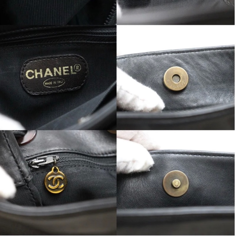 「JL精品代購」9新 Chanel  Vintage 香奈兒玳瑁流蘇雙肩帶肩背包-9