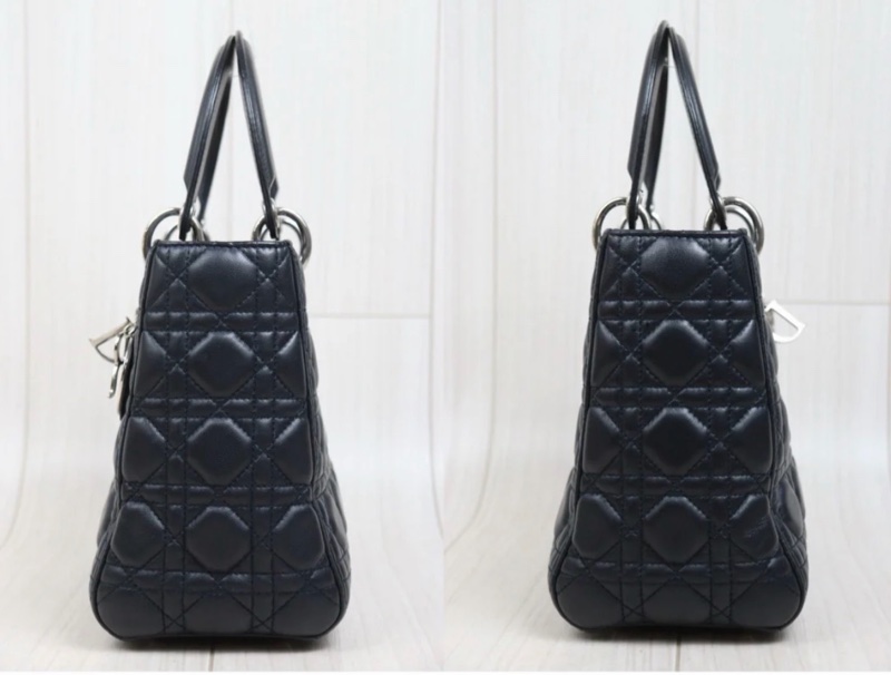 「JL精品代購」98新 Dior lady dior五格戴妃 海軍藍（接近黑）銀-4