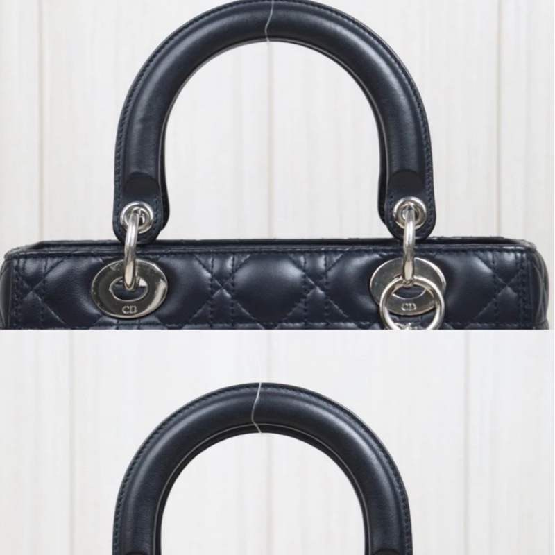 「JL精品代購」98新 Dior lady dior五格戴妃 海軍藍（接近黑）銀-5