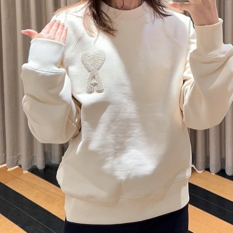 Ami 立體刺繡經典愛心A 大學T 奶-16