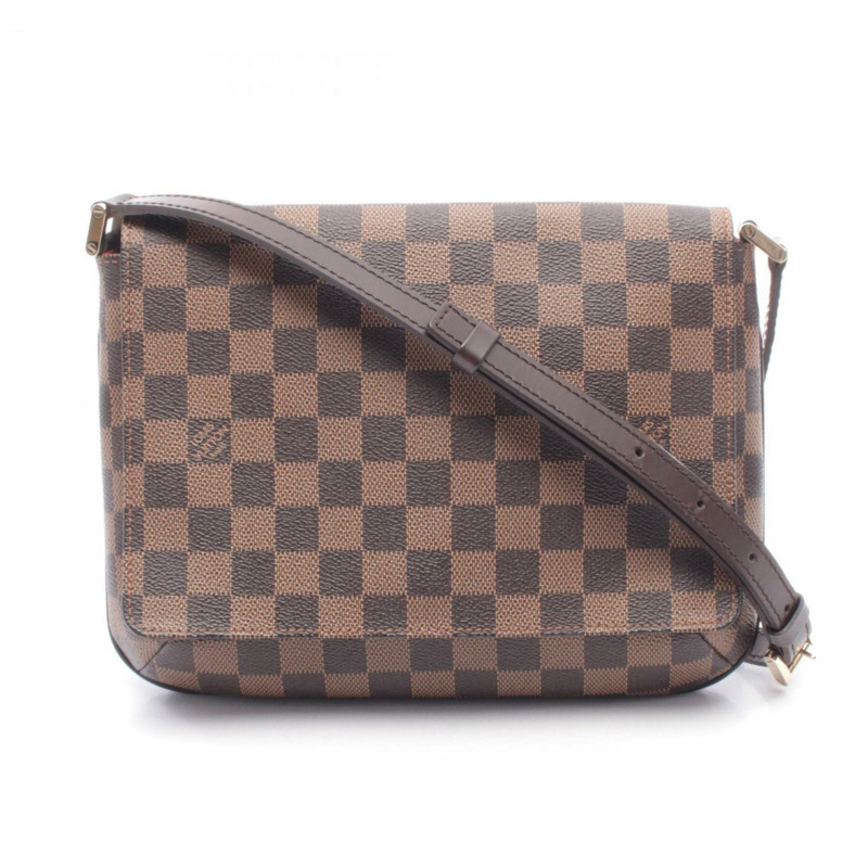 路易威登 Musette Tango 長肩背包/手提包，塗層帆布和皮革材質，飾以 Damier 棋盤格紋，棕色，N51301-0