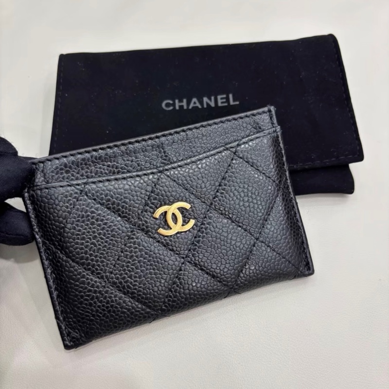 全新全配❤️ #香奈兒 #黑金 #荔枝皮 #卡夾 #卡包-3