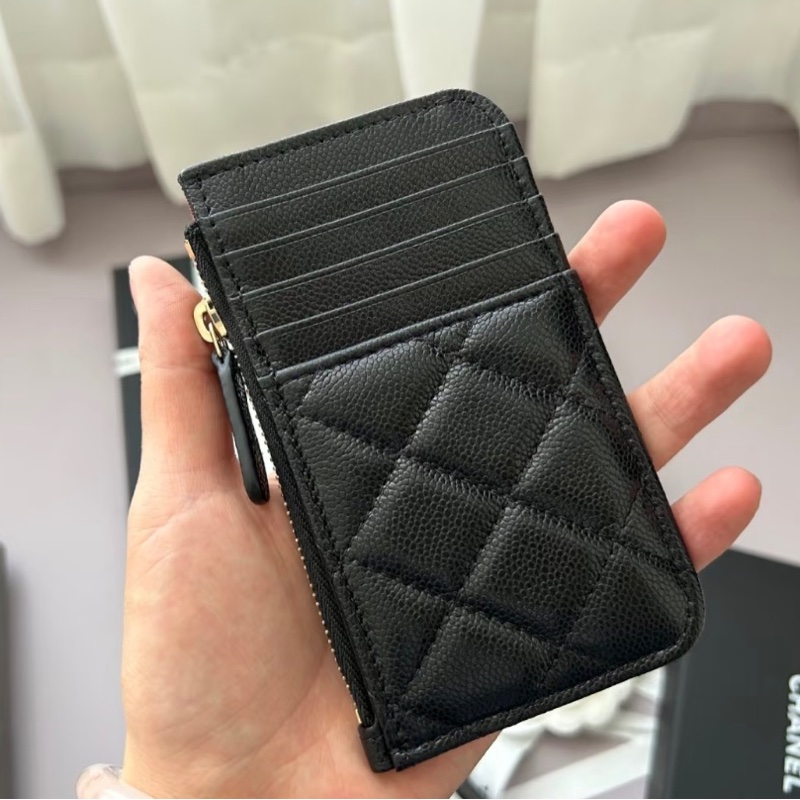 全新全配❤️晶片款❤️ 香奈兒 #黑金 #荔枝皮 CF #零錢包 #卡包-2