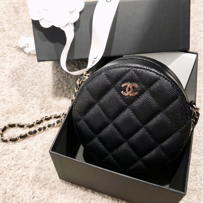 全新全配❤️ 香奈兒 #黑金 #荔枝皮 #圓餅包 #小圓餅-2