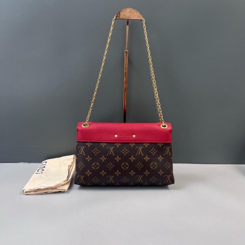 LV路易威登 pallas傳奇紅色牛皮拼老花 鏈條信封包尺寸27*18*6-1