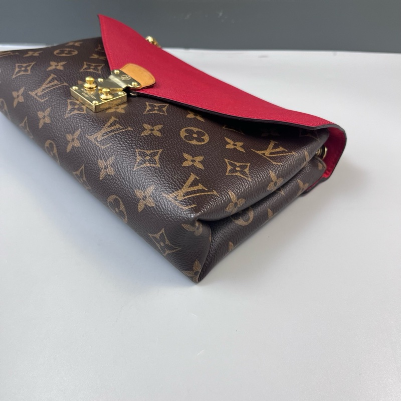 LV路易威登 pallas傳奇紅色牛皮拼老花 鏈條信封包尺寸27*18*6-2