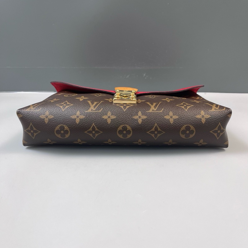 LV路易威登 pallas傳奇紅色牛皮拼老花 鏈條信封包尺寸27*18*6-3