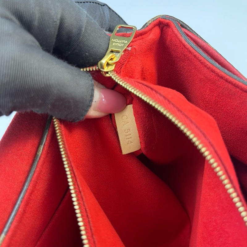 LV路易威登 pallas傳奇紅色牛皮拼老花 鏈條信封包尺寸27*18*6-5