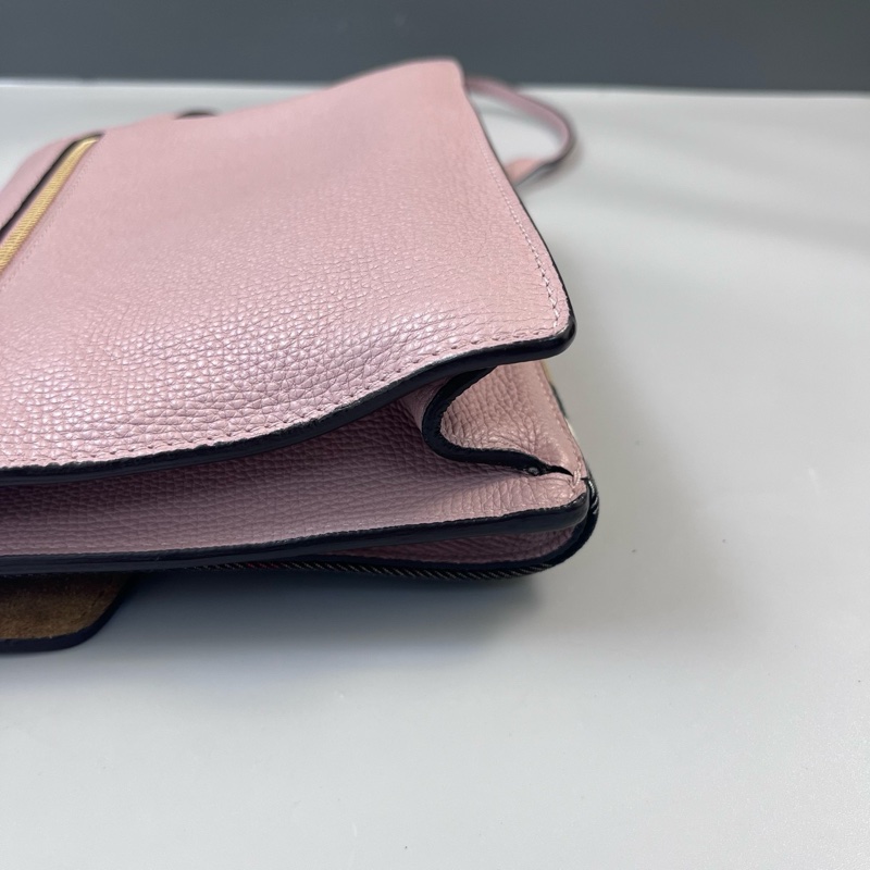 Burberry巴寶莉格紋拼皮郵差單肩斜挎包尺寸23*19*6cm-5