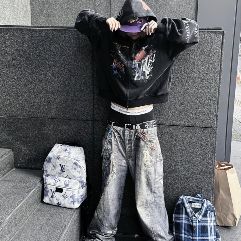 AB級 9成新 LV藍白水彩扎染 阿波羅雙肩包-6