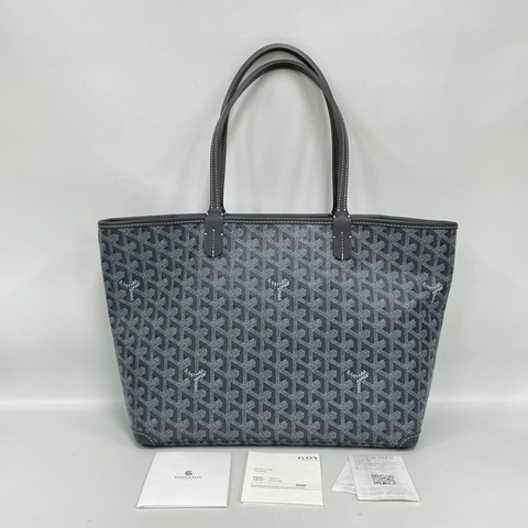 A級95成新 Goyard Artois灰色老花拉鍊托特包