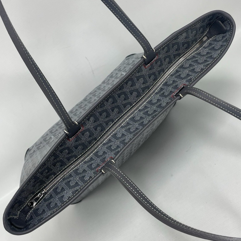 A級95成新 Goyard Artois灰色老花拉鍊托特包-3