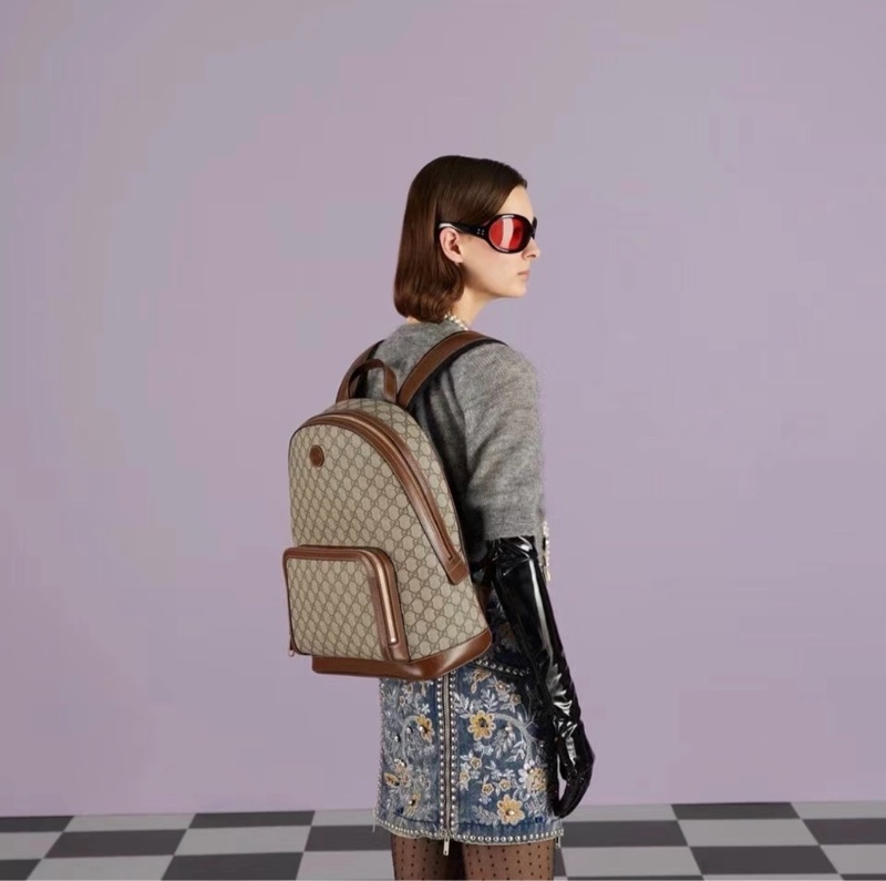 AB級 9成新 Gucci 老花雙肩包-3