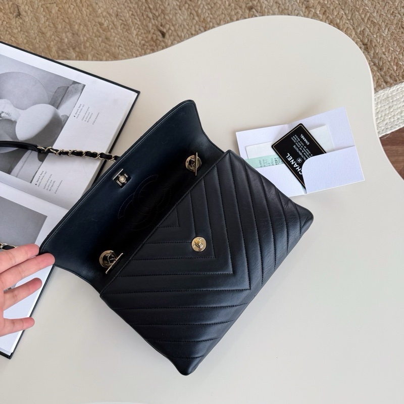 S級 99成新 Chanel 黑金trendy cc 倒v單肩 26開帶票-3