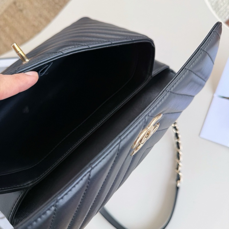 S級 99成新 Chanel 黑金trendy cc 倒v單肩 26開帶票-4