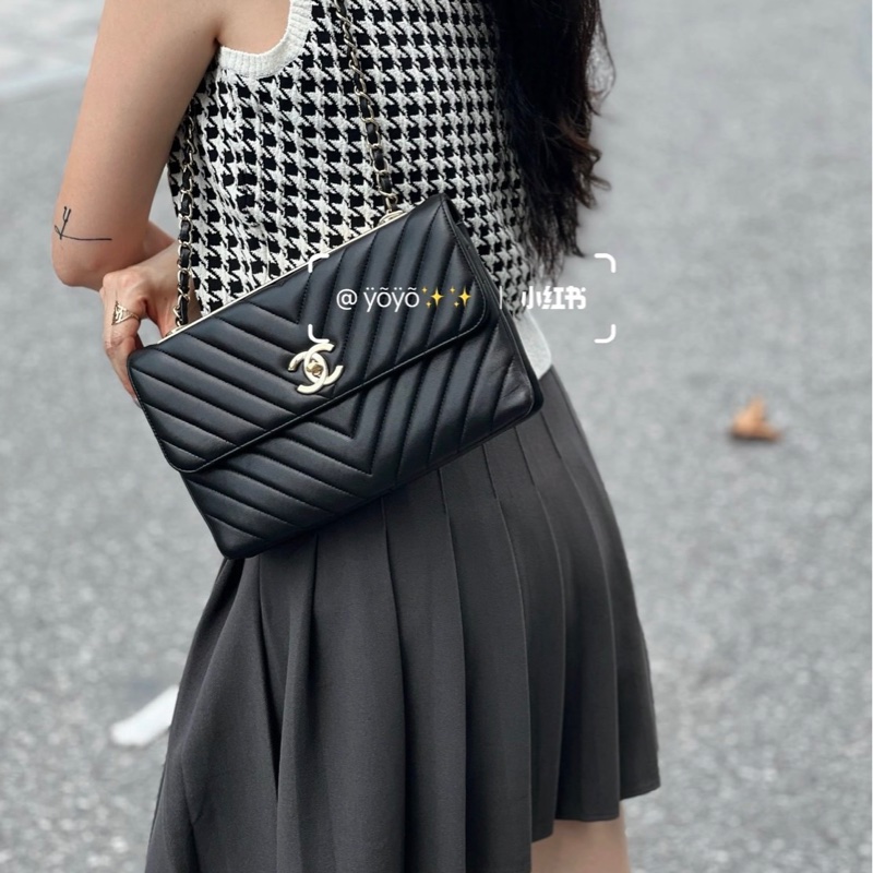 S級 99成新 Chanel 黑金trendy cc 倒v單肩 26開帶票-5