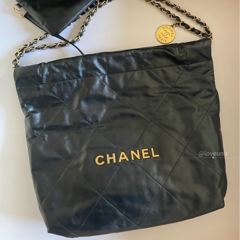 NS級-全新閒置品 Chanel 22bag黑金小號-1