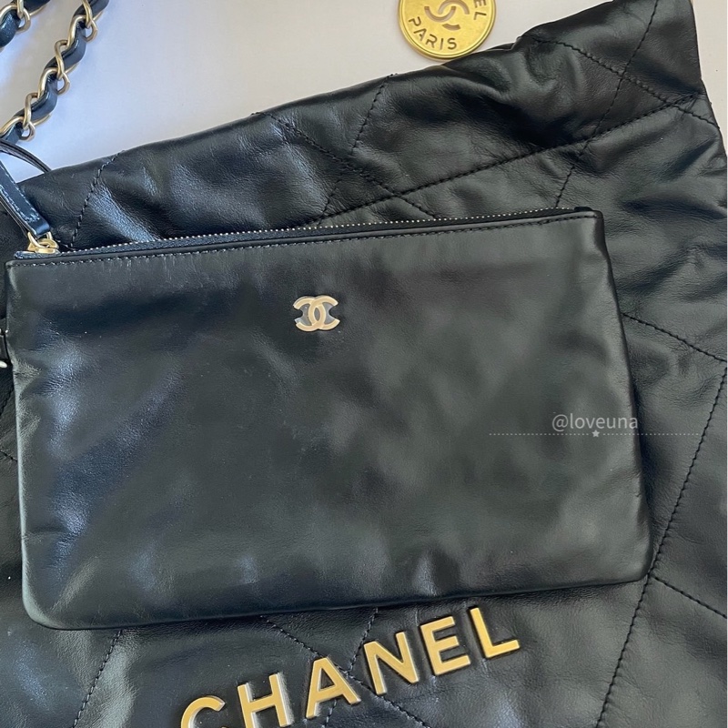 NS級-全新閒置品 Chanel 22bag黑金小號-2