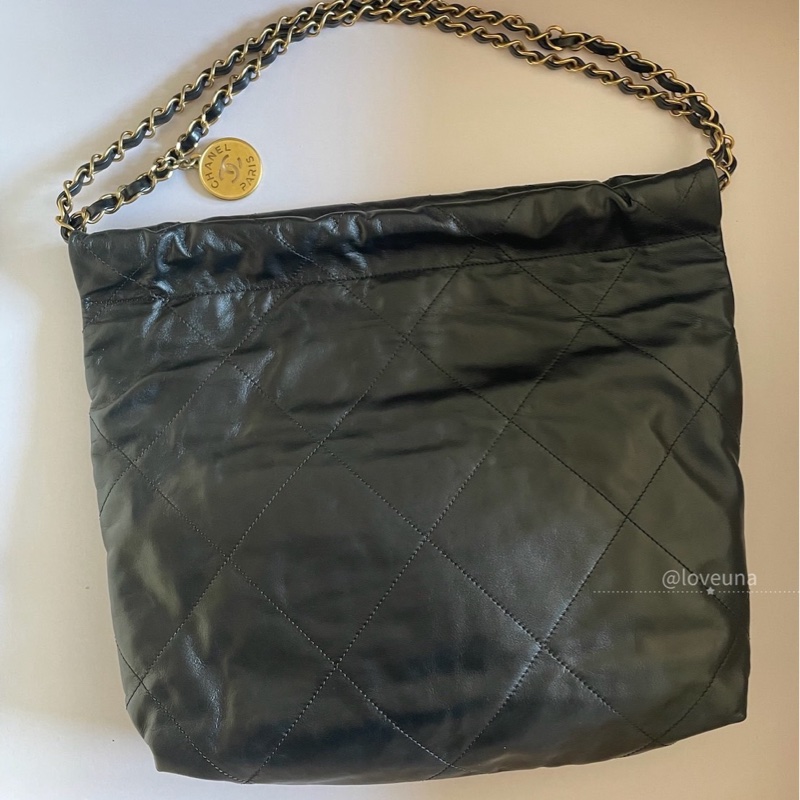 NS級-全新閒置品 Chanel 22bag黑金小號-4