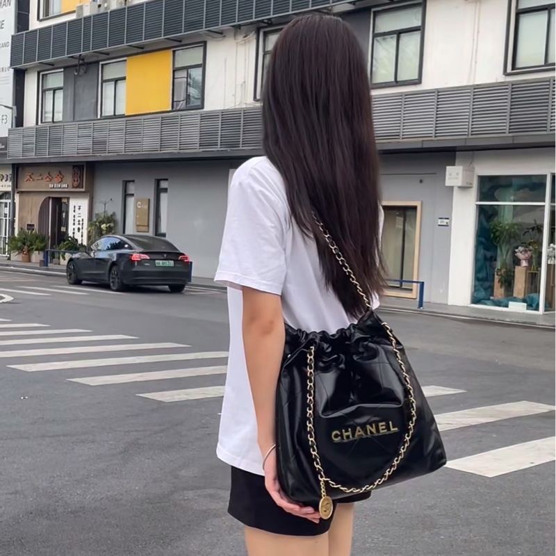 NS級-全新閒置品 Chanel 22bag黑金小號-8