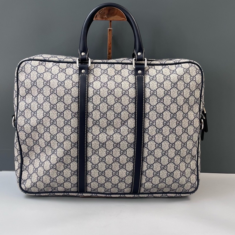 98新 Gucci古馳老花拼皮手提公文包缺肩帶尺寸41*31*6-1