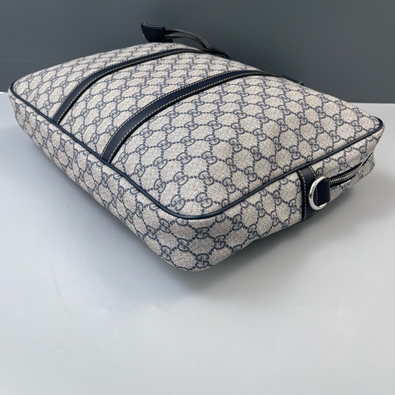 98新 Gucci古馳老花拼皮手提公文包缺肩帶尺寸41*31*6-3