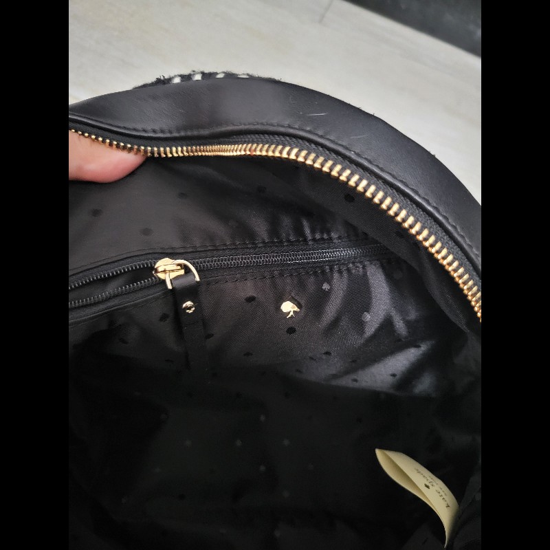 Kate Spade 黑白復古格紋牛皮包 背包 背囊 backpack-5