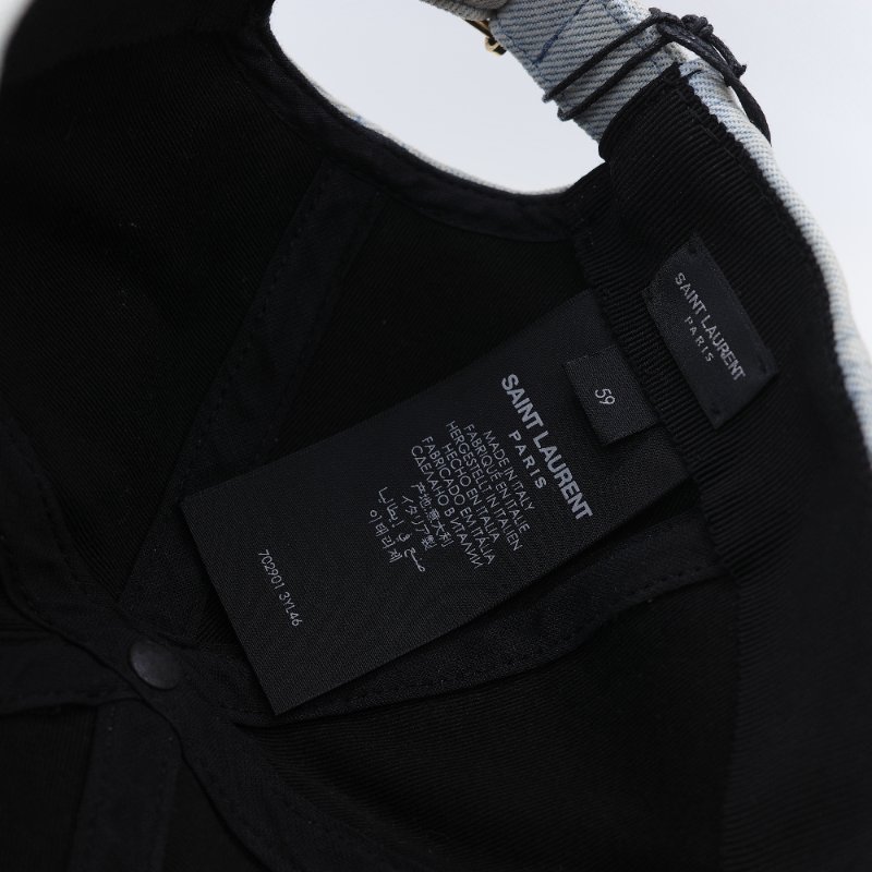 Saint Laurent 聖羅蘭  YSL 金屬logo 青銅色 淺色 水洗丹寧布 棒球帽-7