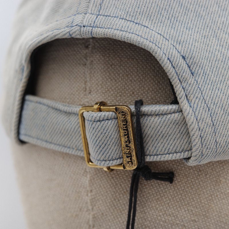 Saint Laurent 聖羅蘭  YSL 金屬logo 青銅色 淺色 水洗丹寧布 棒球帽-8