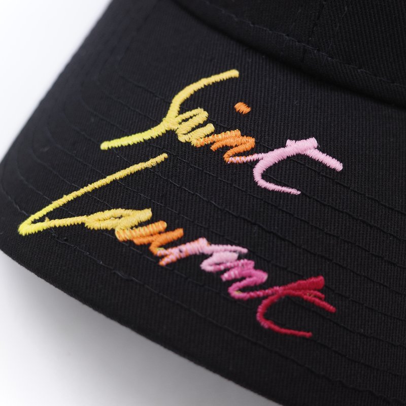 Saint Laurent 聖羅蘭 彩色logo刺繡 黑色棉質 棒球帽-8