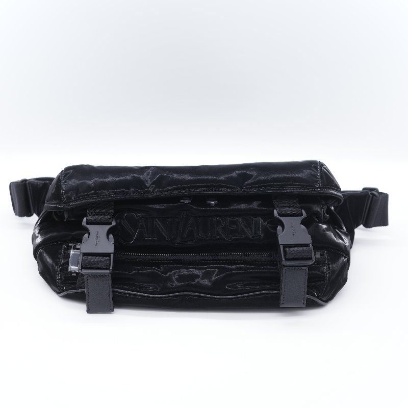 Saint Laurent 聖羅蘭 Bodybag 黑色 亮面反光面料 （超酷閃）腰包 胸包-0