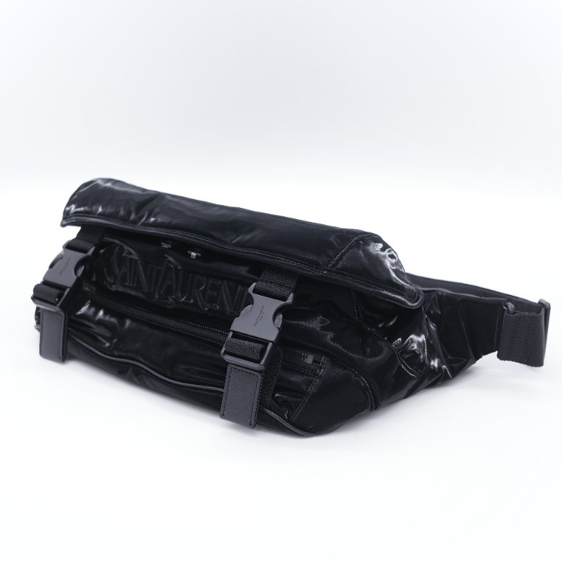 Saint Laurent 聖羅蘭 Bodybag 黑色 漆皮機能 腰包 胸包-2
