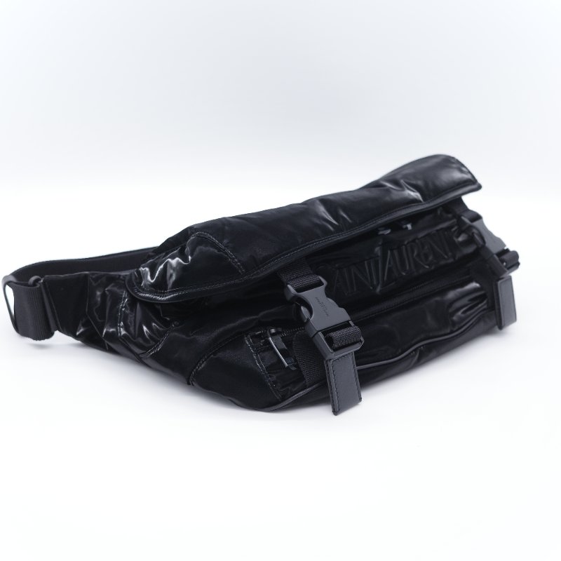Saint Laurent 聖羅蘭 Bodybag 黑色 漆皮機能 腰包 胸包-3