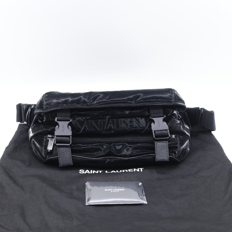 Saint Laurent 聖羅蘭 Bodybag 黑色 漆皮機能 腰包 胸包-1